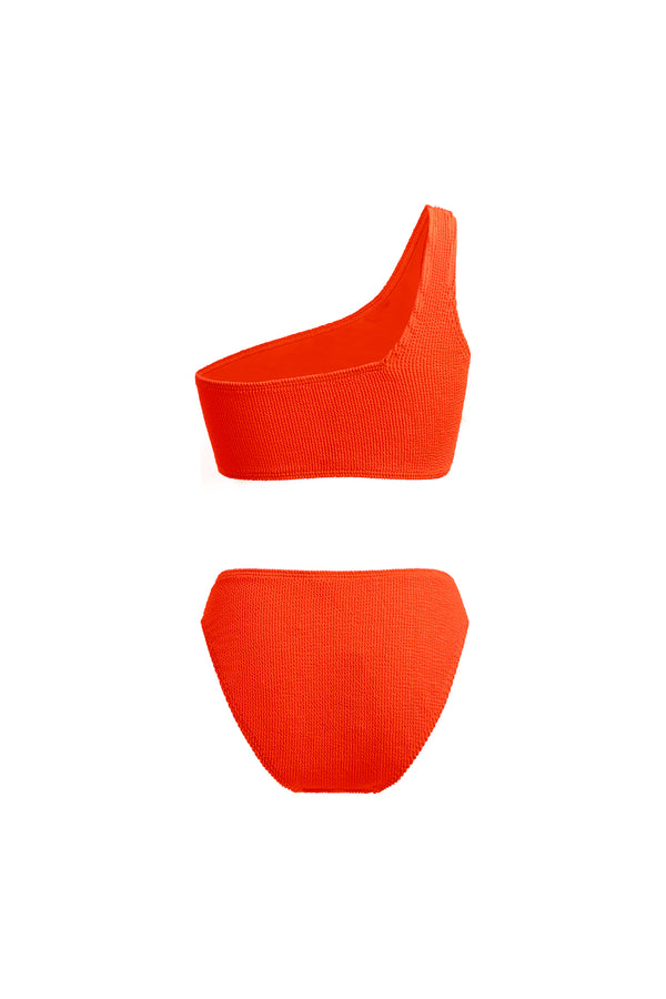 Linzi Linzi Swim Orange Crinkle One Shoulder High Waisted Bikini