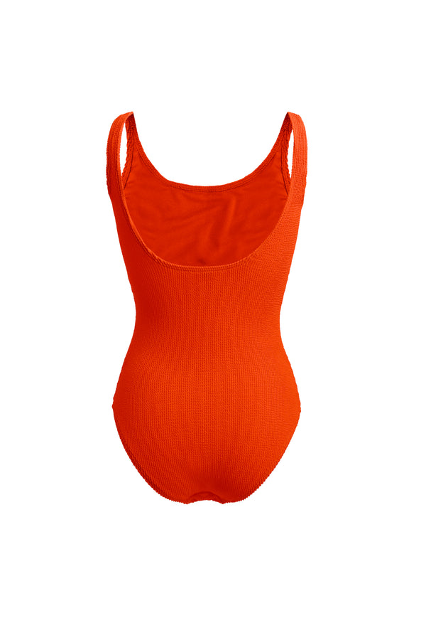 Linzi Linzi Swim Orange Crinkle Square Neck Swimsuit