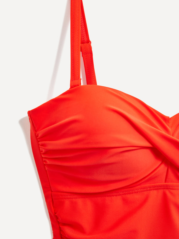 Linzi Linzi Swim Orange Soft Cupped Tummy Control Swimsuit With Detachable Straps