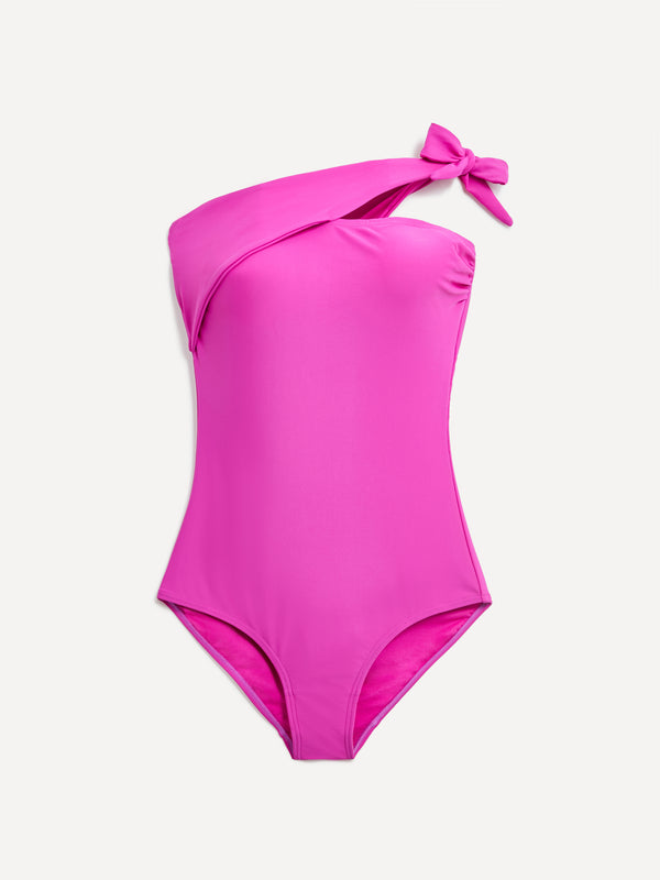 Linzi Linzi Swim Pink One Shoulder Tie Detail Tummy Control Swimsuit
