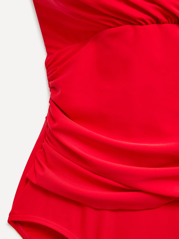 Linzi Linzi Swim Red Halterneck Tummy Control Ruched Swimsuit