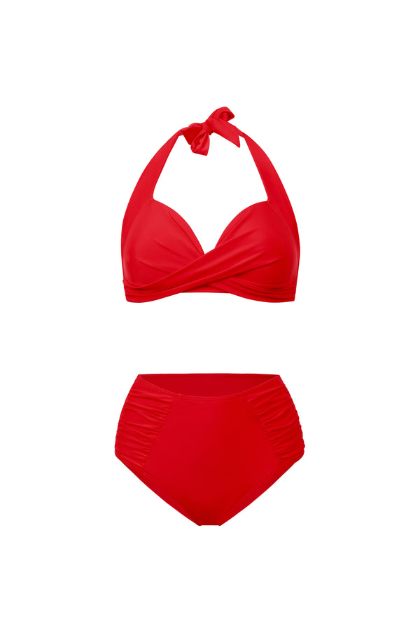 Linzi Linzi Swim Red Moulded Cup High Waisted Bikini