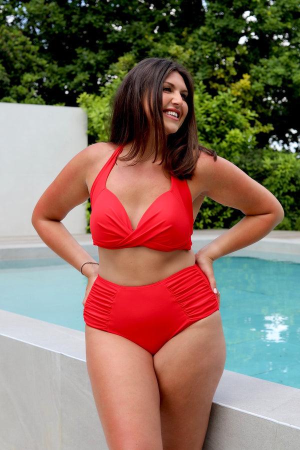 Linzi Linzi Swim Red Moulded Cup High Waisted Bikini