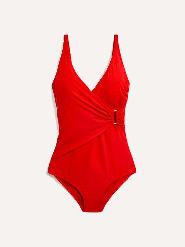 Linzi Linzi Swim Red Wrap Detail Tummy Control Swimsuit