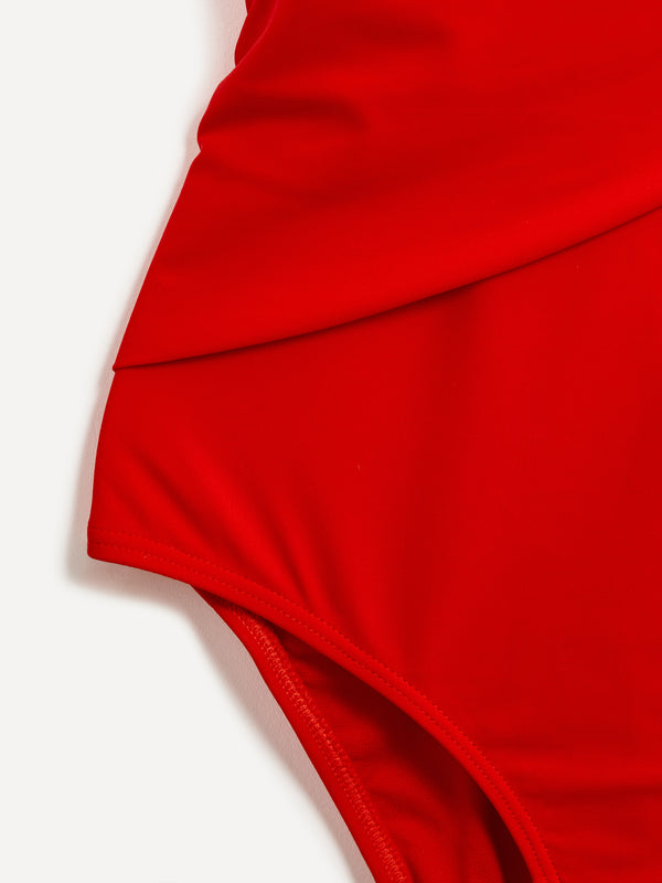 Linzi Linzi Swim Red Wrap Detail Tummy Control Swimsuit