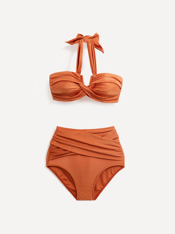 Linzi Linzi Swim Rust Bandeau Halter Neck High Rise Bikini