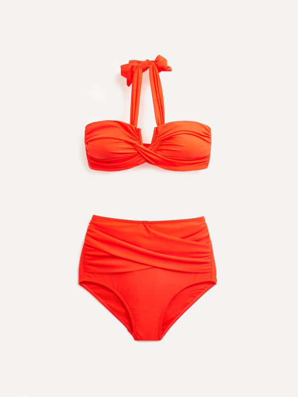 Linzi Linzi Swim Tangerine Bandeau Halter Neck High Rise Bikini