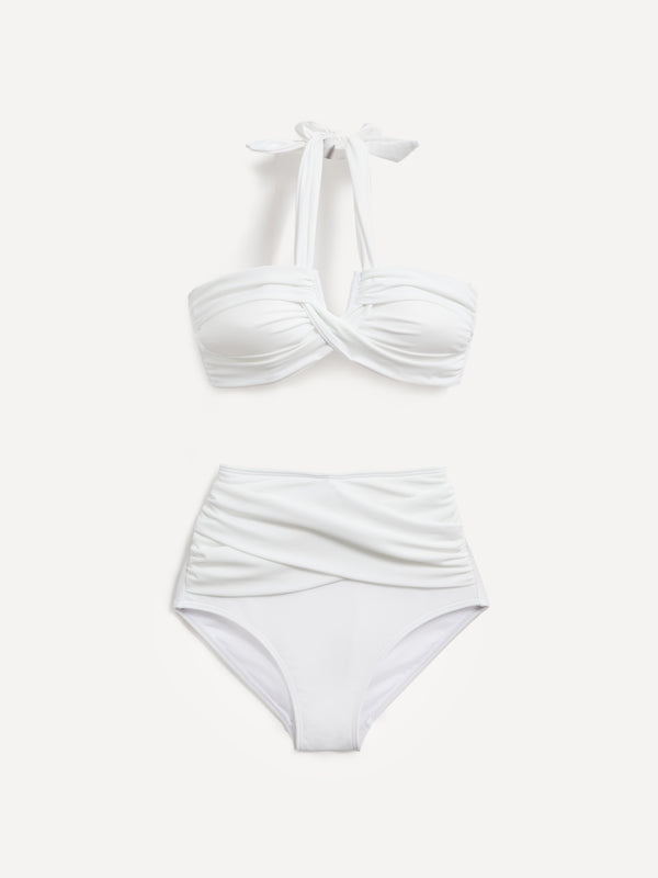 Linzi Linzi Swim White Bandeau Halter Neck High Rise Bikini