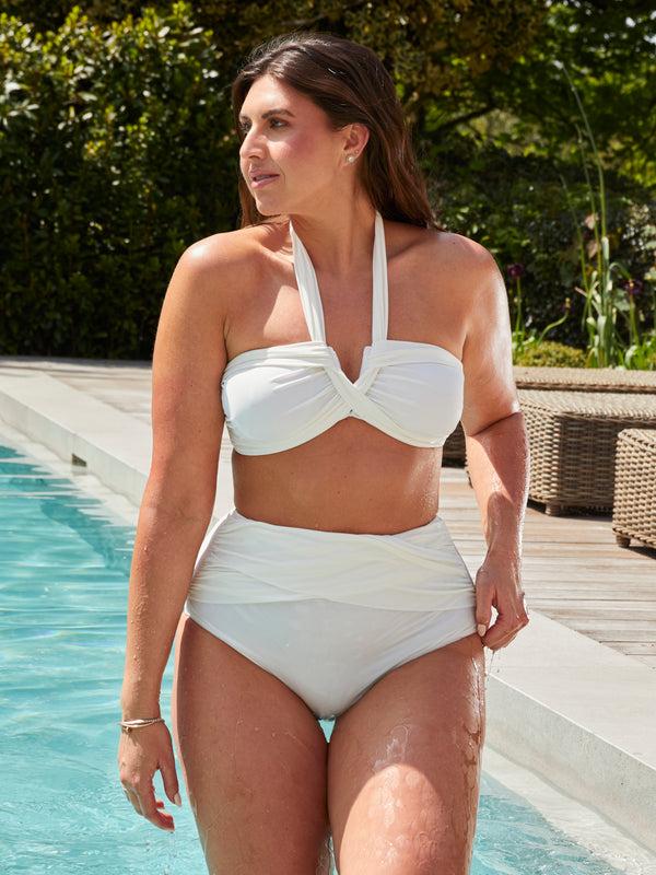 linzi Linzi Swim White Bandeau Halter Neck High Rise Bikini