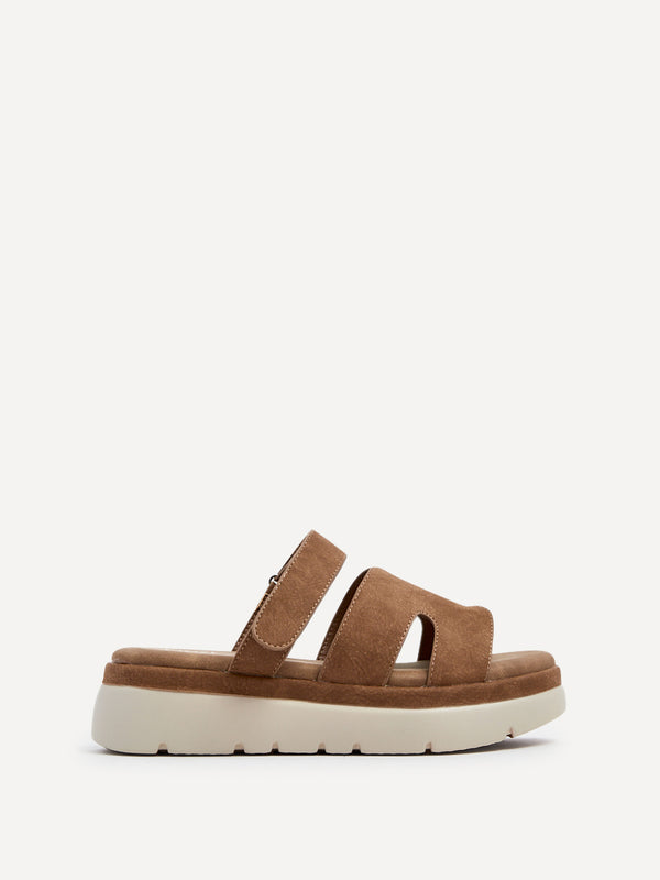 Linzi Tan Faux Nubuck Chunky Link Strap Sandal