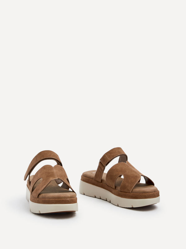 Linzi Tan Faux Nubuck Chunky Link Strap Sandal