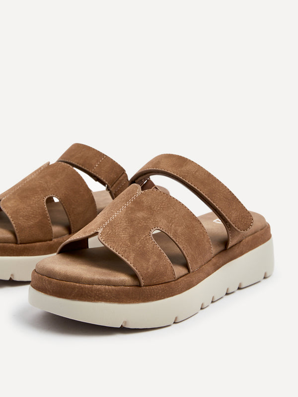 Linzi Tan Faux Nubuck Chunky Link Strap Sandal
