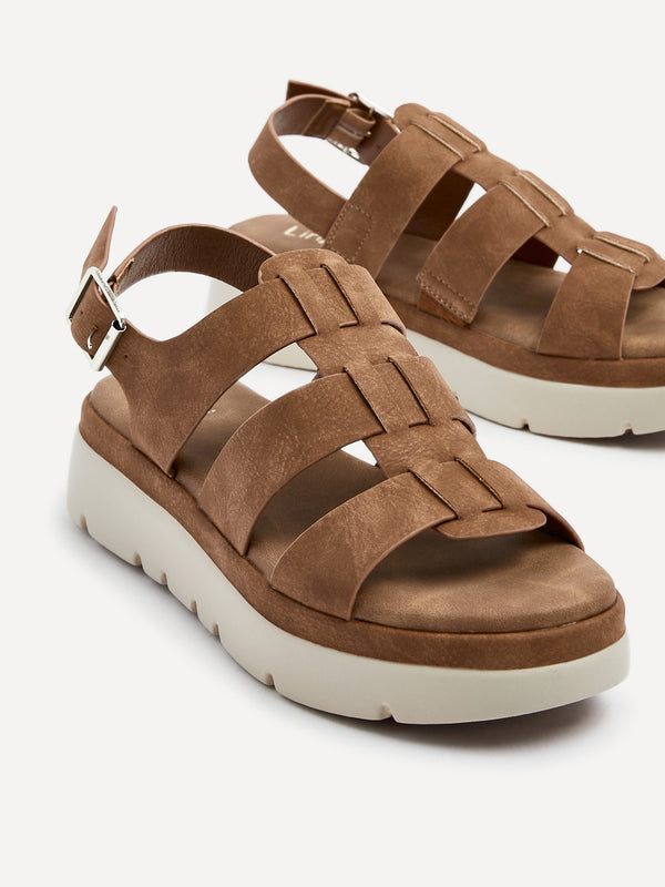 Linzi Tan Faux Nubuck Fisherman Flatform Sandals