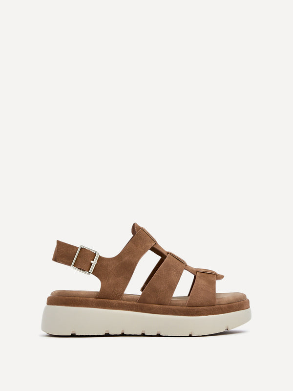 Linzi Tan Faux Nubuck Fisherman Flatform Sandals