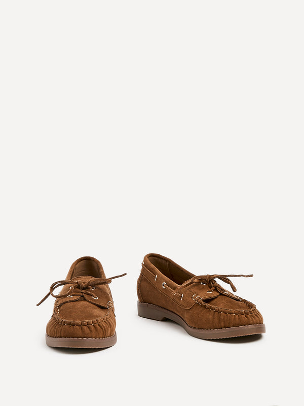Linzi Tan Faux Suede Boat Shoes