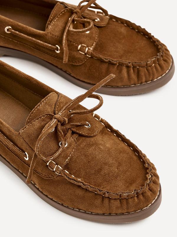 Linzi Tan Faux Suede Boat Shoes