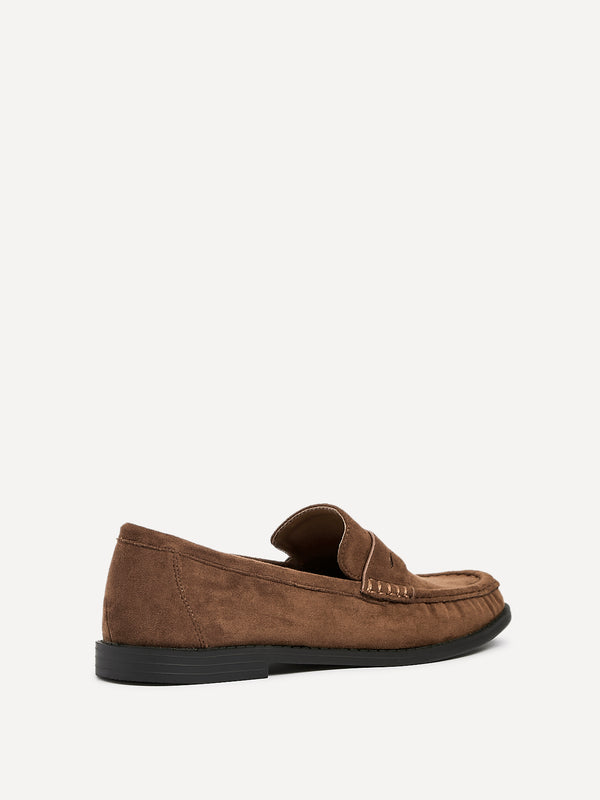 Linzi Tan Faux Suede Classic Loafer With Front Tab