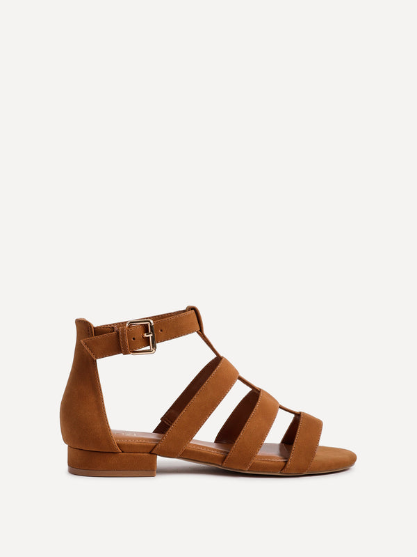 Linzi Tan Faux Suede Closed Back Gladiator Sandals