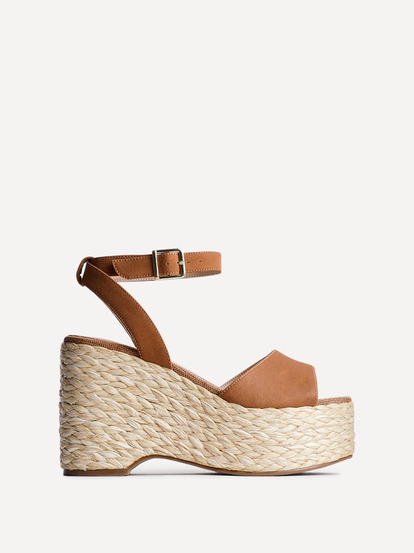 Linzi Tan Faux Suede Espadrille Platform Wedge