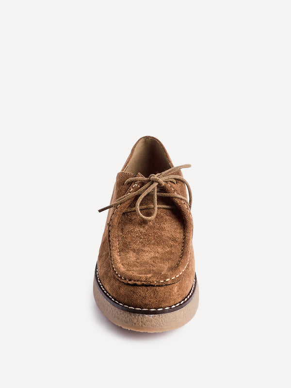 Linzi Tan Faux Suede Laced Chunky Loafer