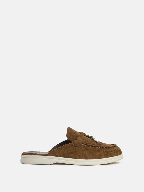 Linzi Tan Faux Suede Slip On Mule