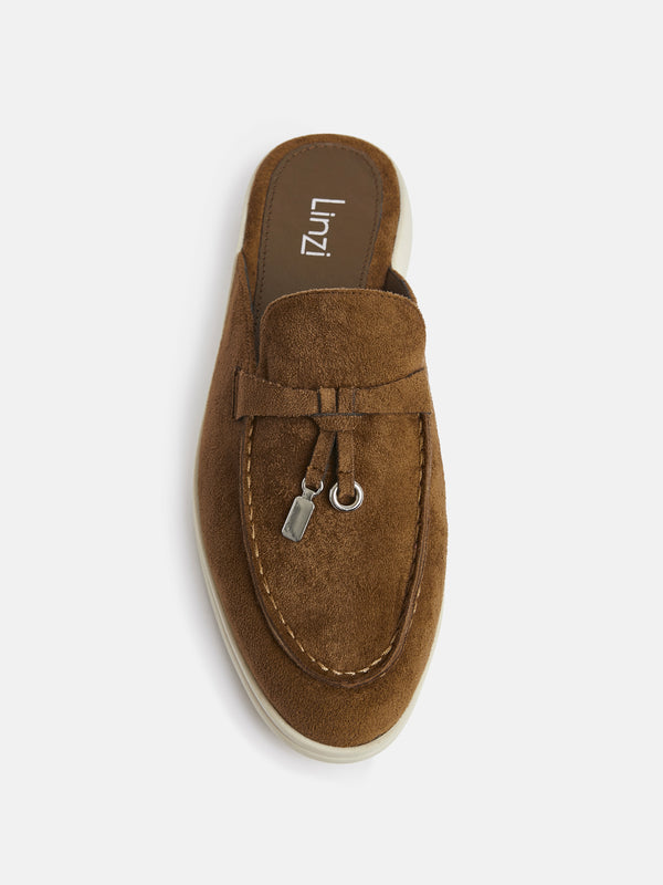 Linzi Tan Faux Suede Slip On Mule