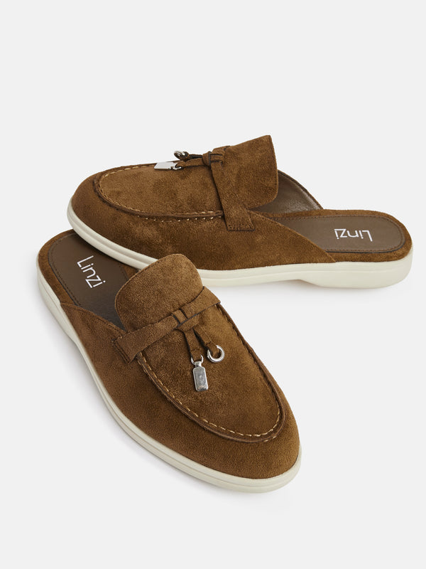 Linzi Tan Faux Suede Slip On Mule