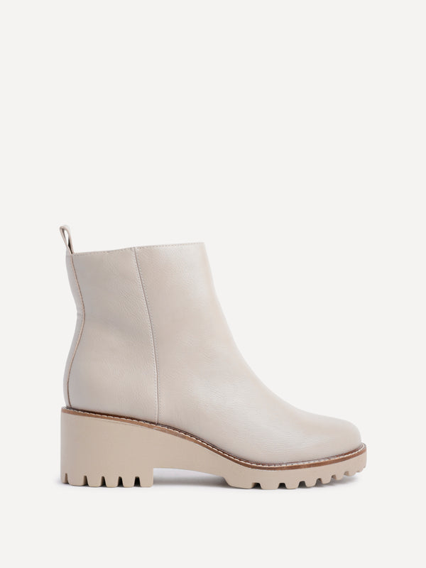 Linzi Taupe Faux Leather Wedge Sole Chelsea Boot