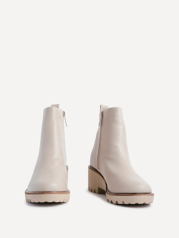 Linzi Taupe Faux Leather Wedge Sole Chelsea Boot