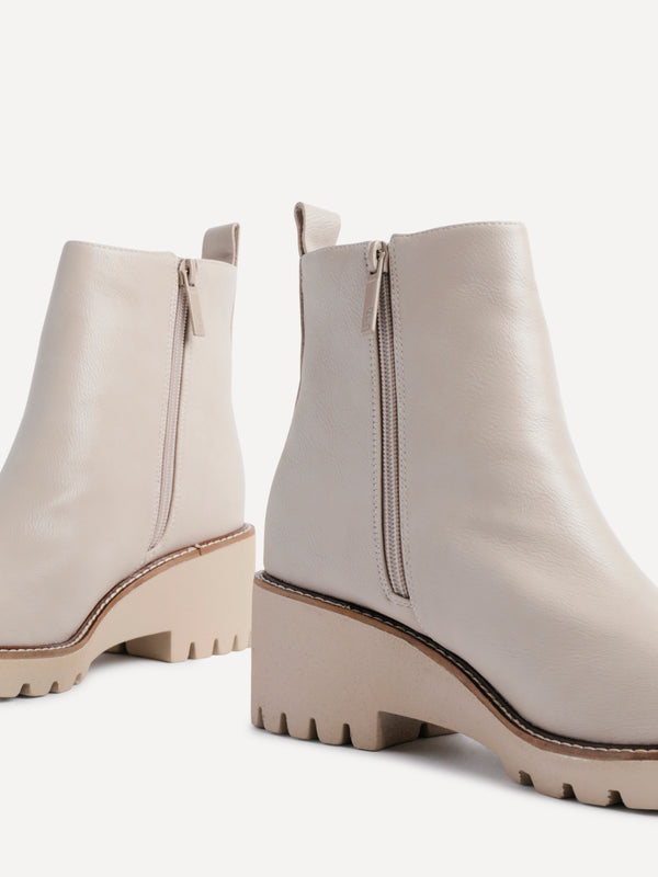 Linzi Taupe Faux Leather Wedge Sole Chelsea Boot
