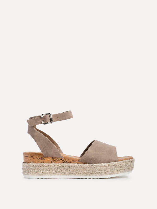 Linzi Taupe Nubuck Espadrille Flatform Sandals