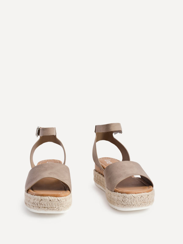 Linzi Taupe Nubuck Espadrille Flatform Sandals