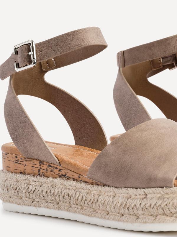 Linzi Taupe Nubuck Espadrille Flatform Sandals