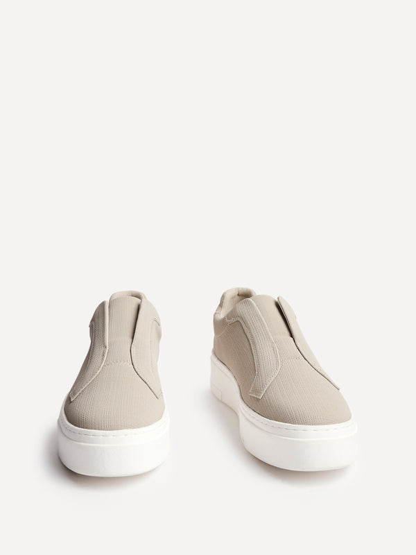 Linzi Taupe Textured Slip On Platform Trainers