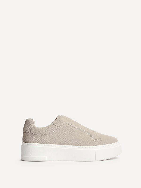 linzi Taupe Textured Slip On Platform Trainers