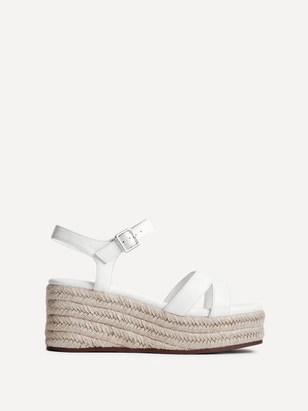 Linzi White Faux Leather Flatform Two Part Sandal
