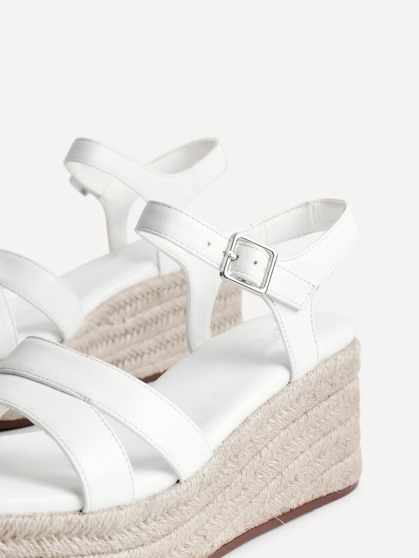 Linzi White Faux Leather Flatform Two Part Sandal