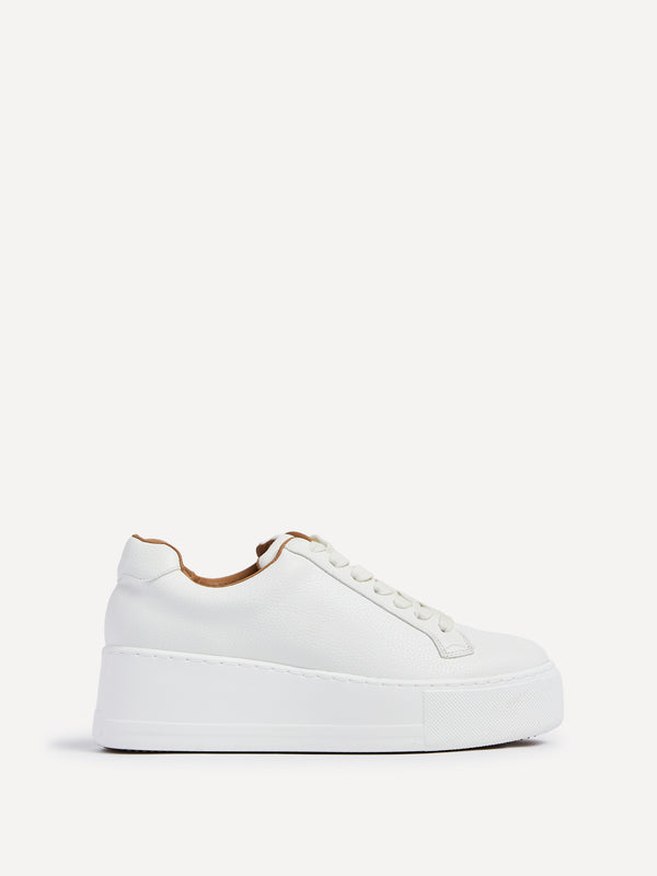 Linzi White Faux Leather Platform Trainer