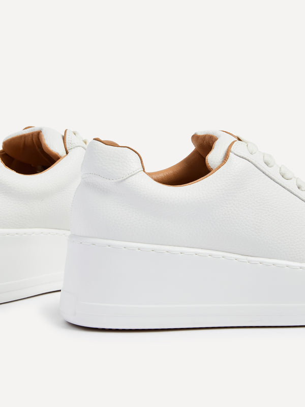 Linzi White Faux Leather Platform Trainer