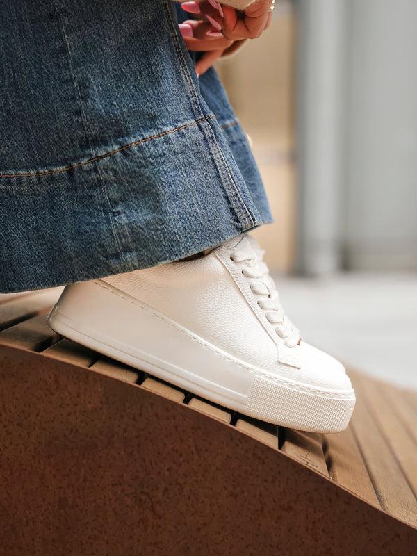 linzi White Faux Leather Platform Trainer