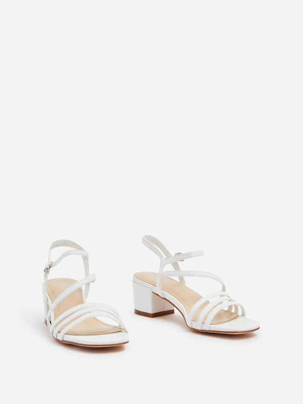 Linzi White Faux Leather Strappy Heeled Sandal