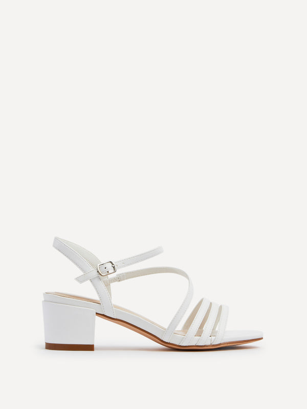 Linzi White Faux Leather Strappy Heeled Sandal