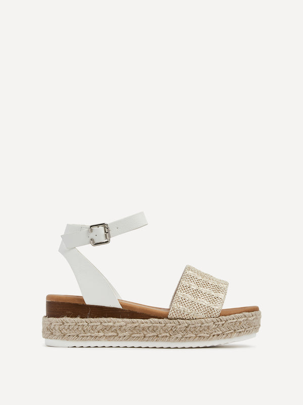 Linzi White & Gold Raffia Flatform Sandal