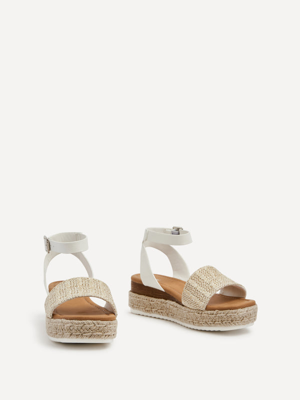 Linzi White & Gold Raffia Flatform Sandal