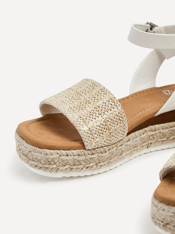 Linzi White & Gold Raffia Flatform Sandal