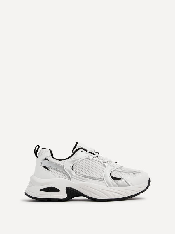 Linzi White Mesh Effect Chunky Trainer