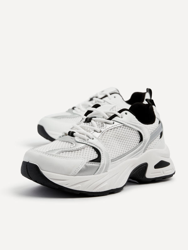 Linzi White Mesh Effect Chunky Trainer