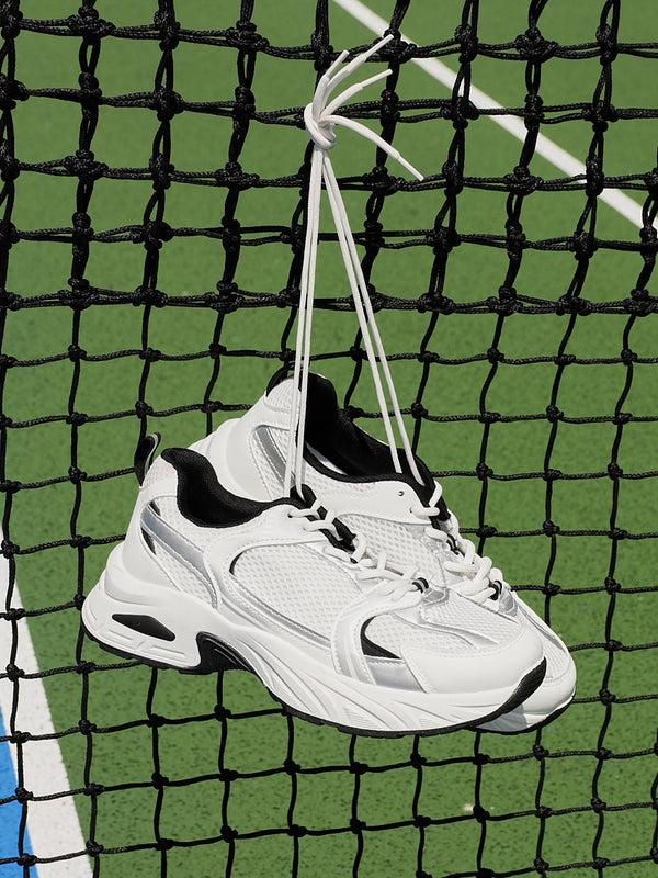 linzi White Mesh Effect Chunky Trainer