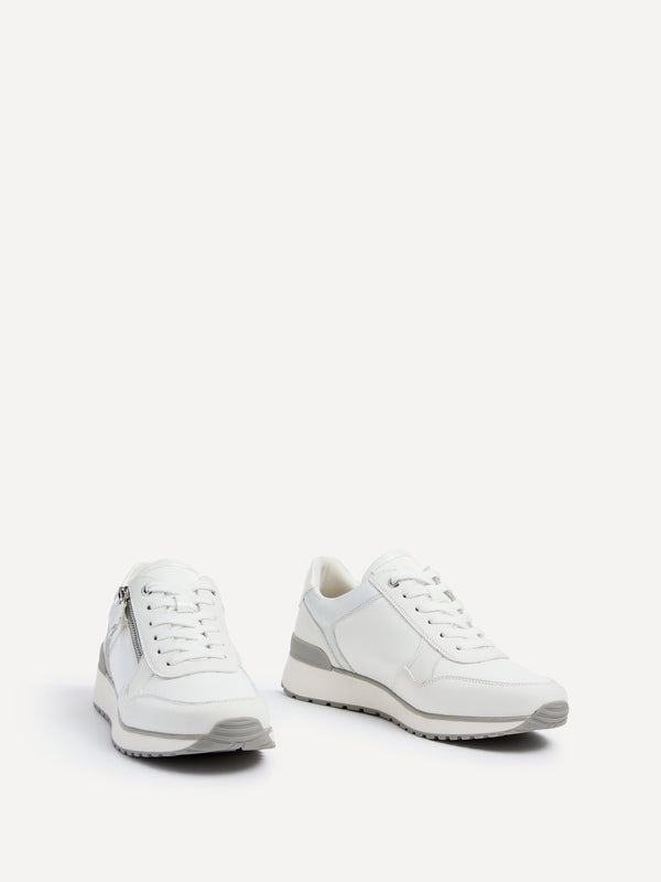 Linzi White Mix Trainer With Zip Detail