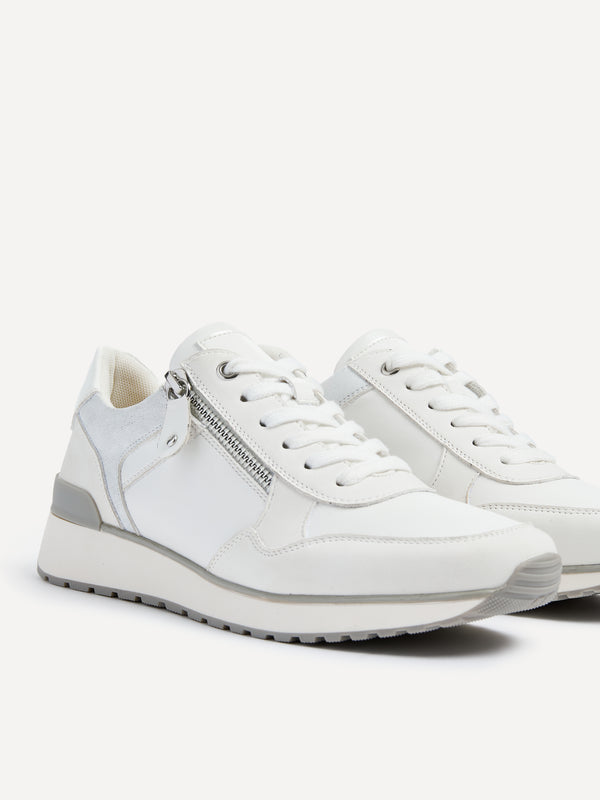 Linzi White Mix Trainer With Zip Detail